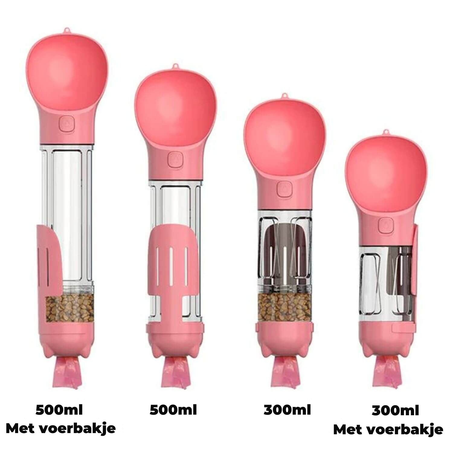 5 in 1 waterfles roze 300ml en 500ml